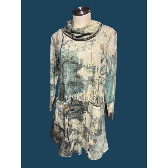 nwt JESS AND JANE EMERALD TUNIC OR DRESS SIZE MED COWL NECK FRONT POCKETS - Picture 16 of 16